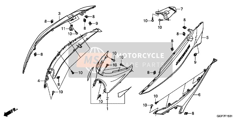 Honda NSC50T2 2014 Couverture du corps (NSC502WH/T2) pour un 2014 Honda NSC50T2